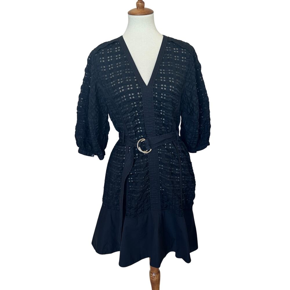 3.1 Philip Lim Black Puff Sleeve Mini Dress SMALL Designer Boho Cottage $595 - Picture 4 of 11